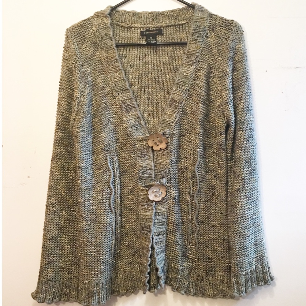 BCBG Maxazria Green Tweed Sweater